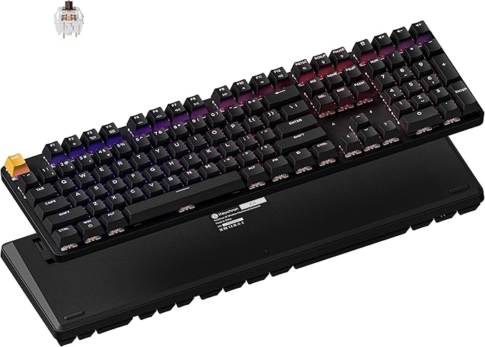 Keychron KJ5 Wireless Custom Mechanical Keyboard, 2.4 GHz Bluetooth QMK Full-Size Layout RGB, Hot-swappable Brown Switch Compatible with Mac Windows Linux, for Gaming Office - Black