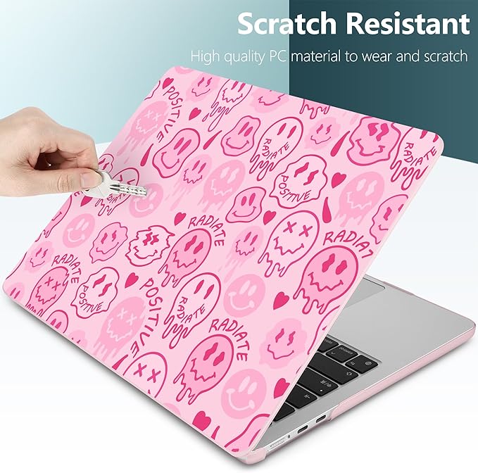 DONGKE Compatible with M5 MacBook Air 15 inch Case 2026 2025-2023 A3448 A3241 A3114 A2941 M4 M3 M2 Liquid Retina Display Touch ID, Protective Hard Shell Cover & Keyboard Skin - Melting Faces