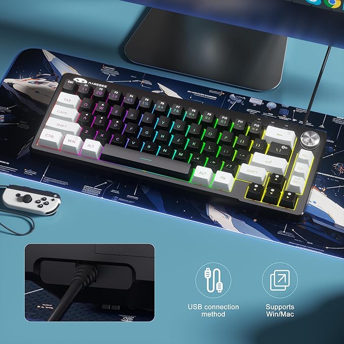 MageGee Mini 60% Gaming Keyboard, RGB Backlit 68 Key Ultra-Compact Keyboard, TS68 Ergonomic Waterproof Mechanical Feeling Office Computer Keyboards for PC, MAC, PS4, Xbox ONE Gamer
