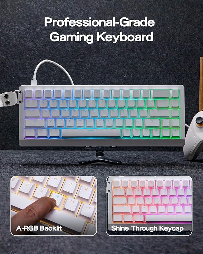 EPOMAKER HE68 Lite Hall Effect Gaming Keyboard, 8k Polling & 128K Scan Rate, 0.01mm Adjustable Trigger, 0.125ms Latency, 5-Layer Sound-Dampened, Snap Key, SOCD, A-RGB, Wired, Mac Software (White)