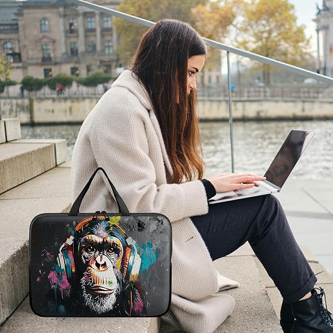 Laptop Sleeve Case Bag 13 inch, Music Monkey Slim Carrying Case Durable Handbag Travel Laptop Bag for 13 inch MacBook Air M3/M2/Pro M2/ 13" iPad Pro/Air M4/M2 2024