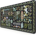 HAOCOO Black XXL Mouse Pad, Floral Desk Mat for Keyboard and Mouse, Vintage Keyboard Mat with Non-Slip Rubber Base, Water-Resistant Desk Pad Mat with Stitched Edges for Office