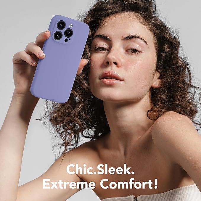 Magnetic for iPhone 14 Pro Case, Compatible with MagSafe, [Full Camera Protection][Screen Protector] Silicone Shockproof Protective Phone Case for iPhone 14 Pro 6.1", Lavender Gray