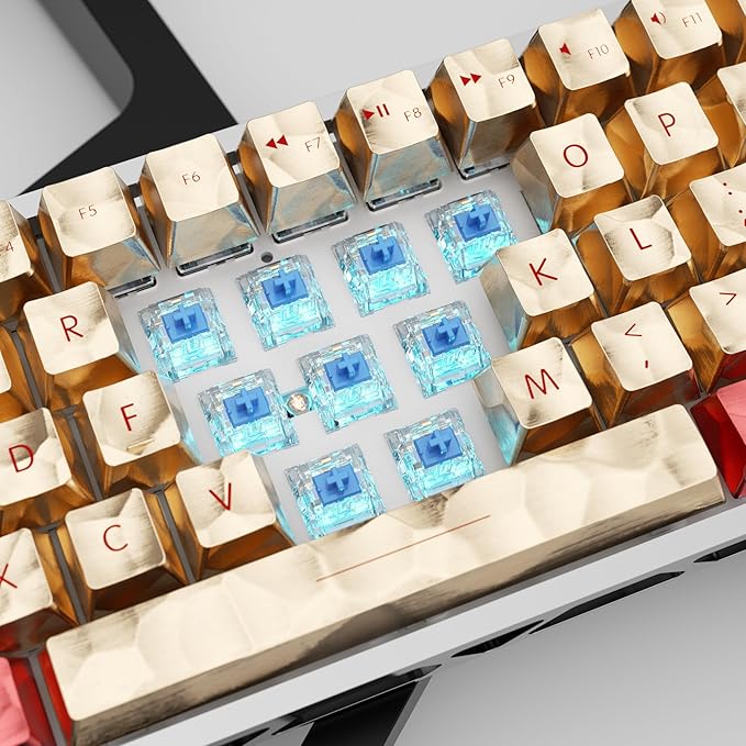Zhouwang 72PCS Crystal Blue Clicky Mechanical Keyboard Switches,3-Pin Hot-Swappable Pre-Lubricated Switch with 2 Kailh Switches,Crisp Click Sound,for Gaming Keyboards & 3D Print Accessories