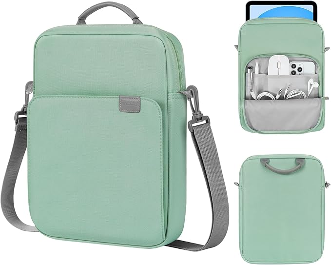 MoKo 9-11 Inch Tablet Sleeve Bag Handle Carrying Case with Shoulder Strap Fits iPad Pro/Air/A16 11 inch,iPad 10th 10.9,i-Pad 9/8/7th 10.2,iPadAir 5/4th 10.9,i-Pad 9.7,Tab S8/S9 11", Cyan