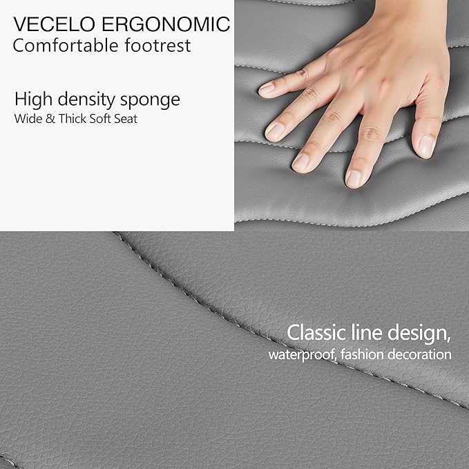 VECELO Under Desk Footrest, PU Ergonomic Foot Rest with Comfort Padding, Height Adjustable for Relieving Leg Pain, Stiffness, and etc, Gray