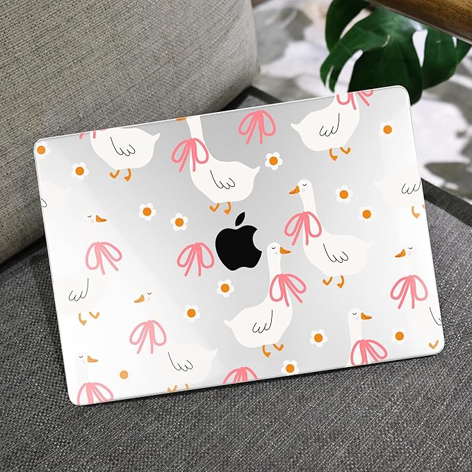 MEEgoodo Case for M5/M4/M3/M2 MacBook Air 15 inch Case 2026 2025 2024 2023, Laptop Shell Fit Model (A3448/A3241/A3114/A2941) for MacBook Air 15.3-inch, Goose Farm & Bows
