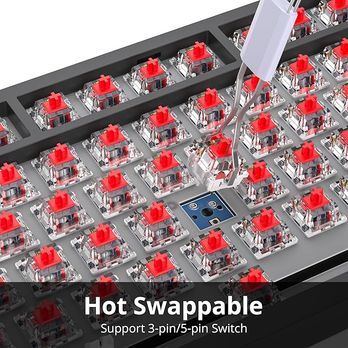 75% Custom Barebones Keyboard Kit Gamer,Blank DIY Mechanical Gaming Keyboard PCB with Gasket Mouted Hot Swappable 3pin/5pin Switch RGB for Win/Mac (V400 Black Kit)