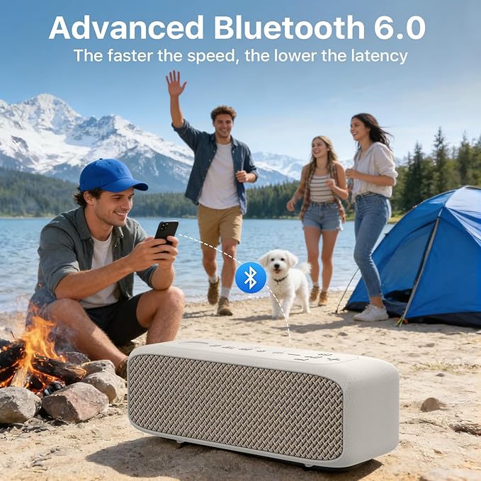 NOBIS Bluetooth Speaker, IP68 Waterproof, Bluetooth 6.0,Portable Speaker Wireless with 20W Loud TWS Stereo Sound, 24H Playtime, Voice Assistant Support, TF Card Slot & AUX Input, for Camping, Travel