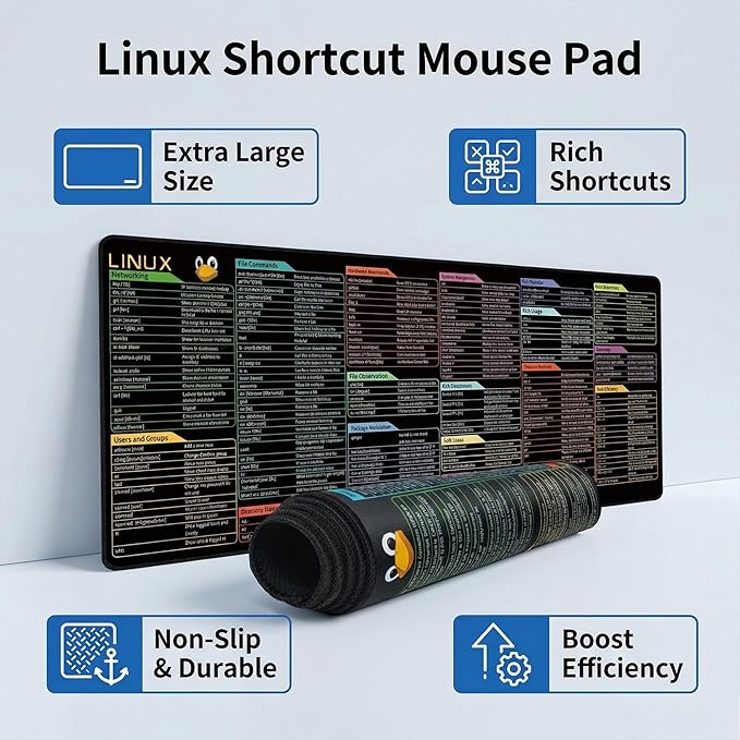 Excel Shortcut Keys Mouse Pad, Extended Large Desk Mat (31.5x11.8 Inch) with Non-Slip Base & Washable Surface for Gaming, Computer, Office Desk
