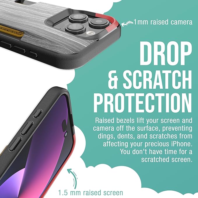 Smartish® iPhone 15 Wallet Case - Wallet Slayer Vol. 1 [Slim + Protective] Credit Card Holder - Drop Tested Hidden Credit Card Slot Cover for Apple iPhone 15 - Graspin' Aspen