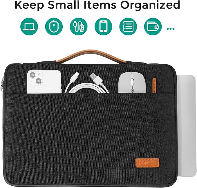 DOMISO 17.3 inch Laptop Case Sleeve Protective Cover Compatible with 17.3 inch HP Pavilion Envy 17/Lenovo IdeaPad/Acer/ASUS/Dell/Alienware/LG Gram,Water Resistant Computer Case Bag with Handle,Black