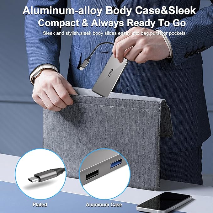 USB C Hub, 4 in 1 USB C to HDMI Multiport Adapter, with 4K HDMI, USB 3.0/2 2.0 Port Compatible with MacBook Pro/MacBook Air M1 2020 and More Type C Devices