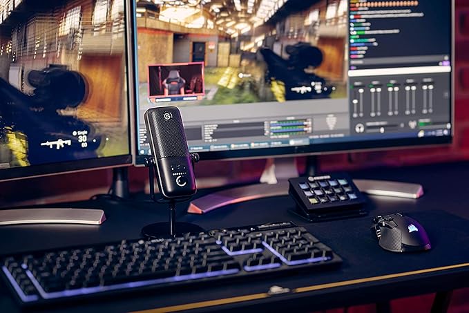 Elgato Wave:3 - Premium Studio Quality USB Condenser Microphone for Streaming, Podcast, Gaming and Home Office, Free Mixer Software, Sound Effect Plugins, Anti-Distortion, Plug ’n Play, for Mac, PC