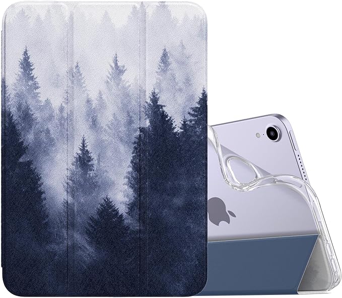 MoKo Case Fit New iPad mini 7 (A17 Pro) 2024, iPad mini 6th Generation Case 2021 (8.3-inch), iPad mini 6 Case, Soft TPU Translucent Frosted Back Cover Case for iPad mini 7th, Gray Forest