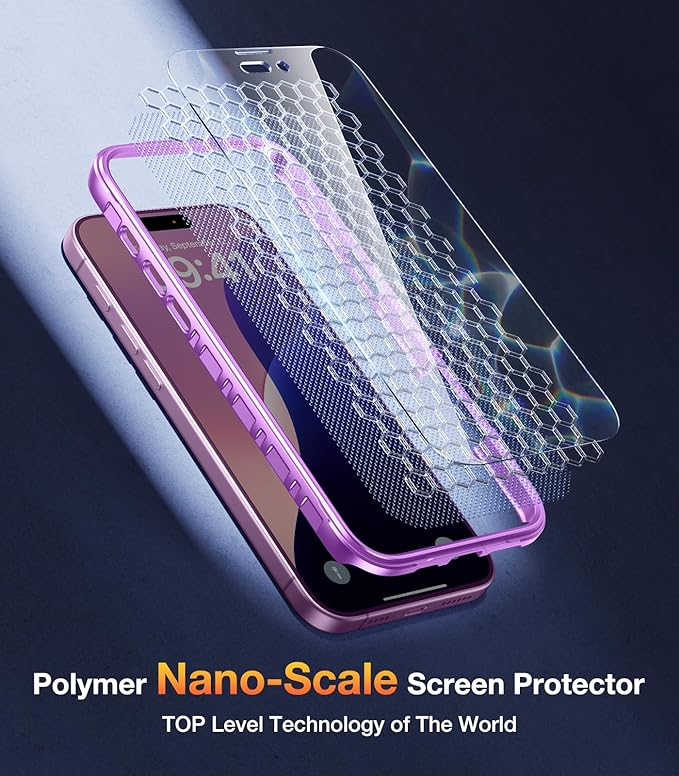 Diaclara Designed for iPhone 16 Plus Case 6.7 Inch,Upgraded [Full Camera Protection] Full Body Rugged Clear Bumper Case with Built-in Screen Protector,Dark Pink