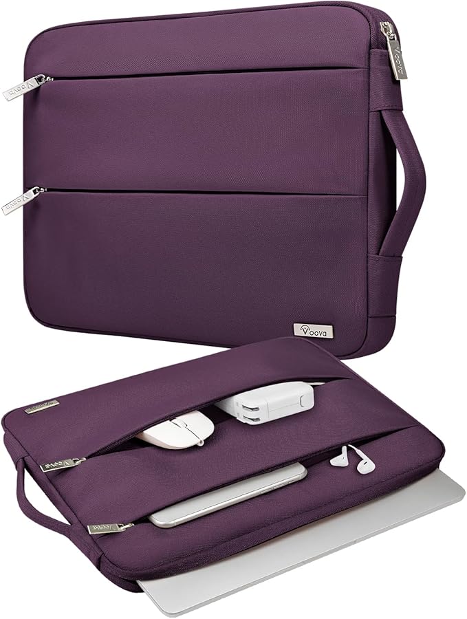 Voova Laptop Sleeve Carrying Case 13 13.6 Inch Compatible with MacBook Air 13 M1/M2/M3/M4, MacBook Pro 13/14, IPad Pro 13, Waterproof Slim Computer Cover Bag, Dark Purple