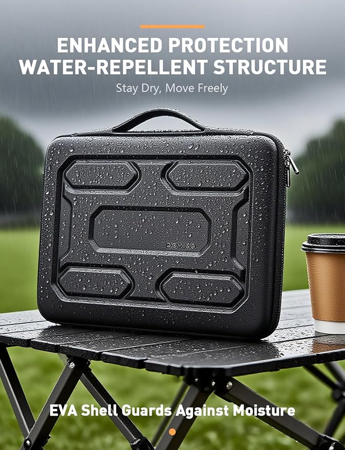 DOMISO 13.3 inch Laptop Sleeve with Handle Shockproof Computer Bag Waterproof EVA Protective Carrying Case for 13-13.3 inch Notebooks/13 MacBook Air/MacBook Pro Retina/Dell XPS 13/Samsung/HP, Black