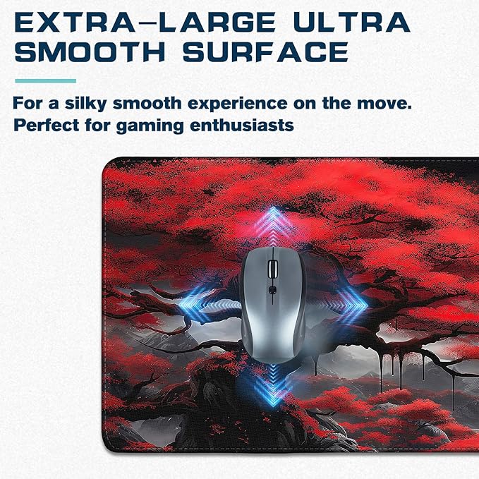 Mouse Pad Gaming - Desk Mat for Keyboard and Mouse - Anime Large Mouse Pads for Desk, Japanese Gaming Mousepad with Non-Slip Base, Desks Pad (31.5" X 11.8") for Game and Office (Full-Moon)