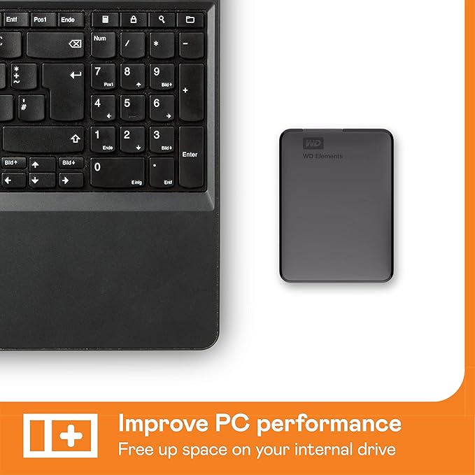 WD 4TB Elements Portable External Hard Drive for Windows, USB 3.2 Gen 1/USB 3.0 for PC & Mac, Plug and Play Ready - ‎WDBU6Y0040BBK-WESN