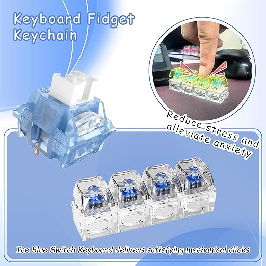 Outemu Ice Blue V3 Switch,3-pin 40gf Pre-lubed Dustproof Clicky Switch,Suitable Keyboard Clickers for 3D Prints/MX Mechanical Gaming Keyboards(20Pcs)