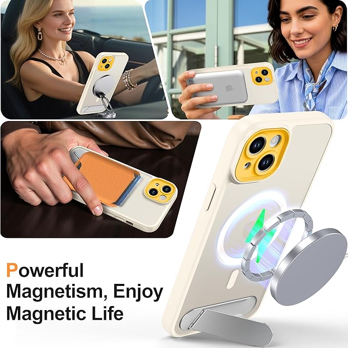 Magnetic Compatible with iPhone 15 Plus Case, [Built-in Kickstand][Full Camera Protection][Compatible with MagSafe][Anti-Fingerprint] Shockproof Phone Case for iPhone 15 Plus 6.7"
