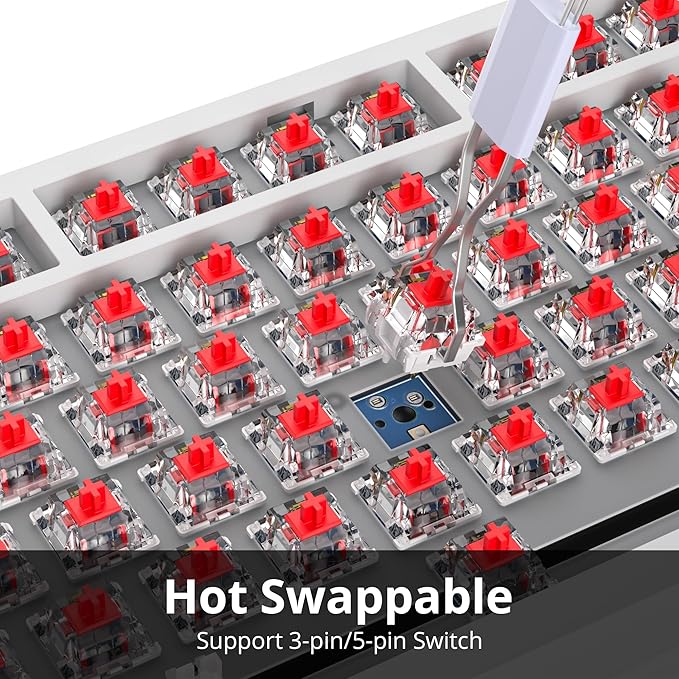 75% Custom Barebones Keyboard Kit Gamer ，Blank DIY Mechanical Gaming Keyboard PCB with Gasket Hot Swappable 3pin/5pin Switch RGB for Win/Mac (V400 White Kit)