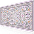iLeadon Desk Matt for Desktop, Purple Mouse Pad for Keyboard, Floral Gaming Desk Mat with Non-Slip Base, Stitched Edges Large Keyboard Mat 35.4x15.7 Inch for PC & Home Office (Purple)