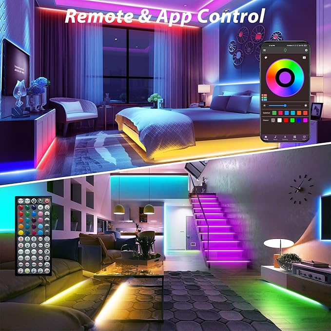 Ledagic Led Lights for Bedroom 300 ft (3 Rolls*100ft) Music Sync RGB Led Strip Lights with Remote App Control, Color Changing Led Lights for Room Home Kitchen Party Decor