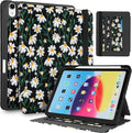 Uppuppy for iPad 10th Generation Case, for iPad (A16) 11th Generation Case - for Women Girls Cute Embroidered Folio Stand Cover with Pencil Holder & Card Slot Girly Daisy Floral Kawaii Aesthetic Cases