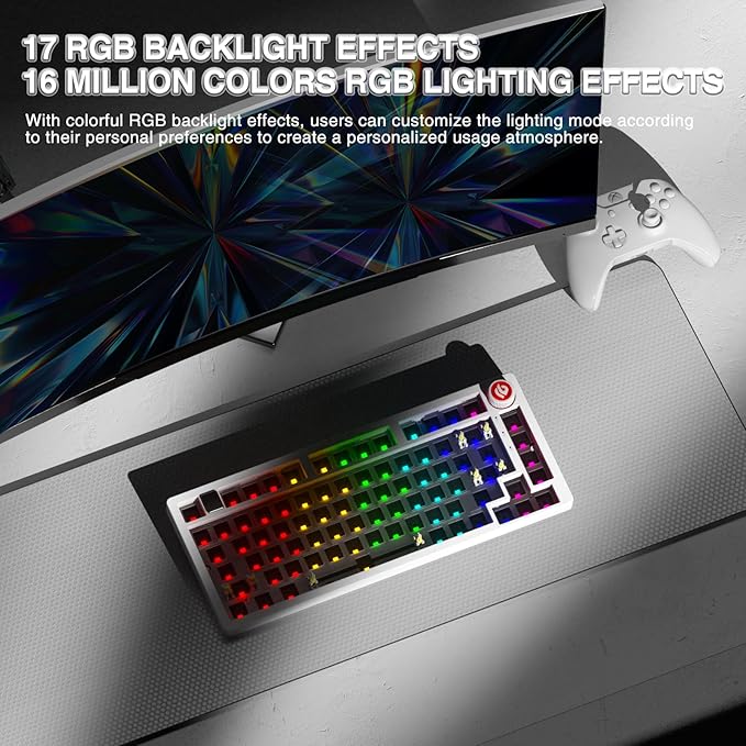 CORBOBO LEOBOG Hi75C Upgraded Wired Mechanical Keyboard Kit – Aluminum Alloy Gasket Mount 75% Barebones DIY Base with Hot Swap, RGB Backlighting & Volume Knob – Enhanced Custom Gaming Keyboard Build