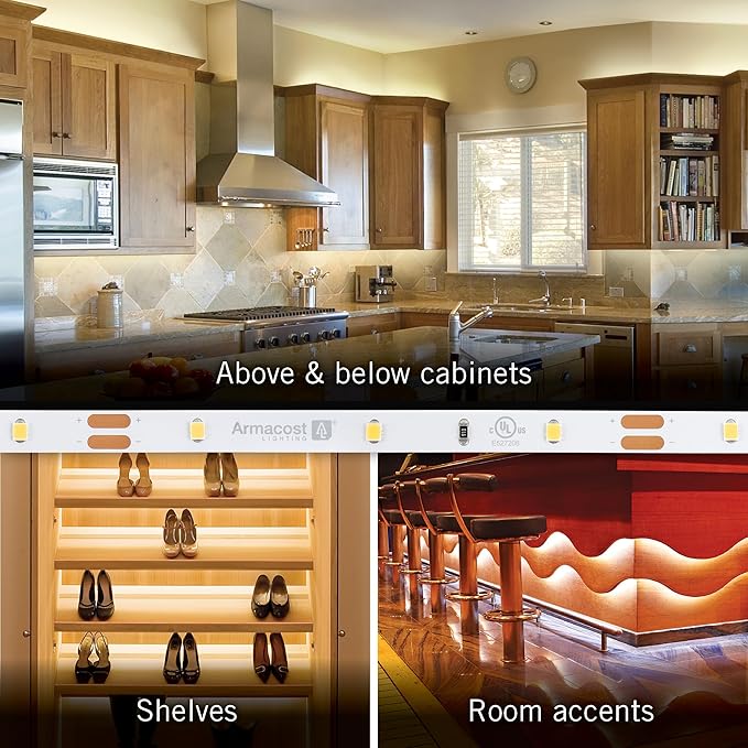 Armacost Lighting RibbonFlex Pro 12V White LED Strip Lights 30 LED/m, 3000K, 16.4 ft 141230