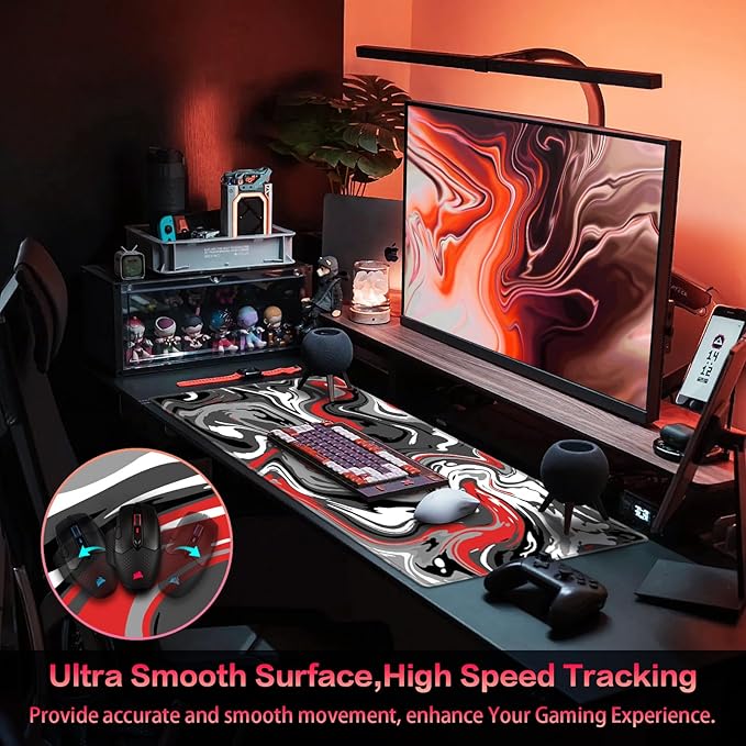 Canjoy Gaming Mouse Pad, Fluid Pattern Mouse Pad 31.5x15.7inch Large Extended Computer Mouse Mat Keyboard Full Desk Mousepad for Gaming, Office, Home