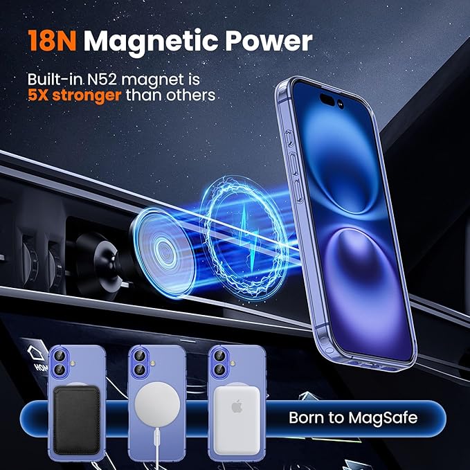 toushion 3 in 1 for iPhone 16 Plus Case Clear | with MagSafe,Screen Protector *1 & Camera Lens Protector*1, Military-Grade Protection