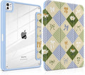 TWOLSKOO Case for iPad Pro 11-inch (M5 2025 / M4 2024), Clear Acrylic Back with TPU Bumper, Pencil Holder, Trifold Stand, Auto Sleep/Wake, Patchwork Bows
