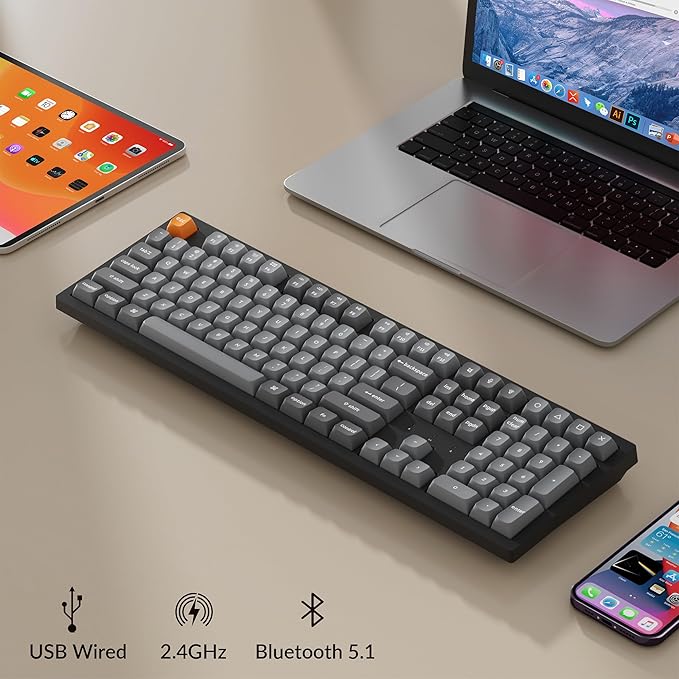 Keychron K10 Max Wireless Custom Mechanical Keyboard, 100% Layout QMK 2.4 GHz Bluetooth White Backlit with Hot-swappable Keychron Super Red Switch Compatible with Mac Windows Linux