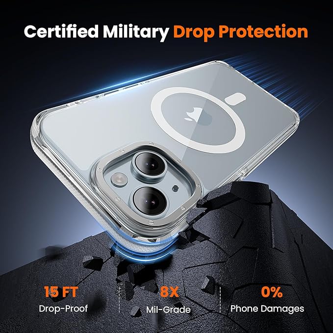 toushion 3 in 1 for iPhone 15 Case Clear with MagSafe, Yellowing-Resistant Acrylic Back, Shockproof Guard Corners, Military-Grade Protection for iPhone 15 Phone Case 6.1 inch Clear Bumper