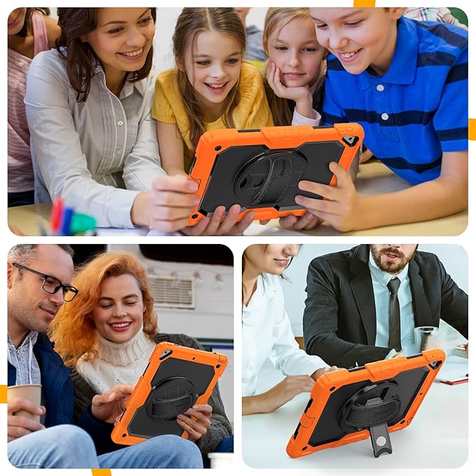 Timecity for iPad Air 3/ Pro 10.5 Inch Case, 360° Rotating Stand, Pencil Holder, Shockproof with Screen Protector & Shoulder Strap - Heavy Duty Protection Case for iPad Air 3rd Gen - Orange