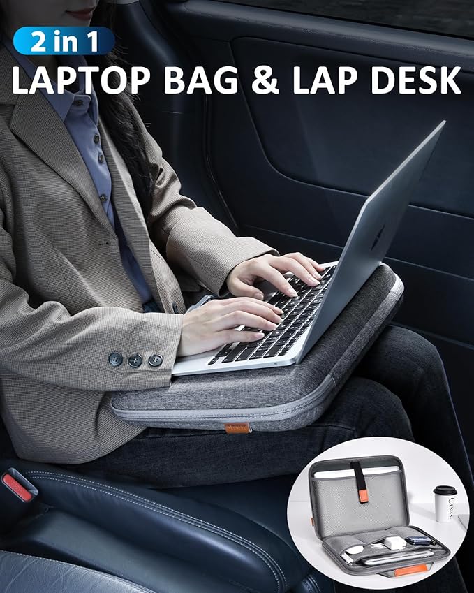 Hard Laptop Case 14 Inch for HP Dell Lenovo ASUS Acer - 2 in 1 Laptop Sleeve & Lap Desk with Stopper and Book Clip - Shockproof Waterproof 15.3 MacBook Air M4 M3 Case - Gray