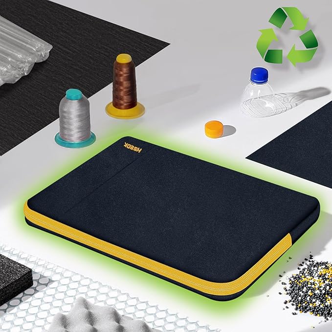 Hseok Laptop Sleeve 15.6 16 inch Case Compatible with MacBook Neo 16, MacBook Pro 16" M5/M4/M3/M2/M1, MacBook Air Pro 15", XPS 16, Most 15" 15.6" 16" Notebooks,Black&Yellow