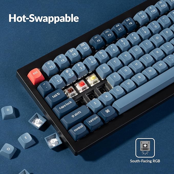 Keychron V1 Max 75% RGB Custom Mechanical Keyboard, 2.4Ghz/Bluetooth 5.1/Wired QMK/VIA Programmable Macro, Hot-Swappable Gateron Jupiter Banana Switch Gasket Mount for Mac Windows