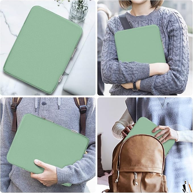 MoKo 13 Inch Tablet Sleeve Fits New 13inch iPad Air M4 2026, iPad Pro M5/M4/Air M3/M2 13", iPadPro 12.9", Galaxy Tab S8+/S9+ 12.4", Polyester Bag Fit with Apple Pencil or Smart Keyboard, Bodhi Green