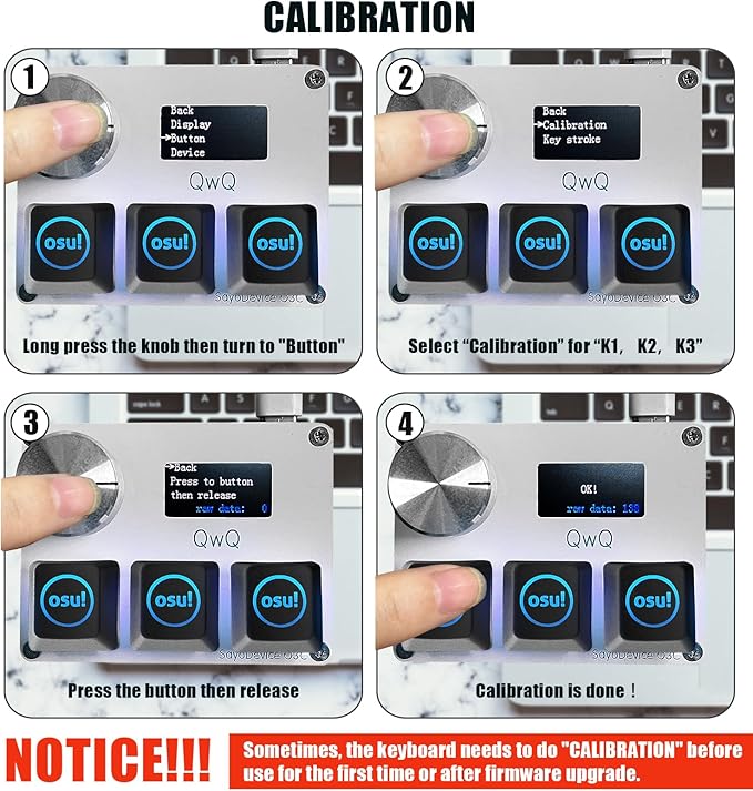 BTXETUEL SayoDevice O3C OSU Keyboard Rapid Trigger Hall Switches Magnetic Linear Switches Keyboard with Knob and Screen,Copy Paste,Shotcut,Macro Hotswap Mini Keypad.… (with OSU keycaps-White)