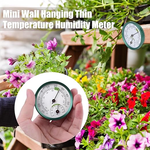 Mini Indoor Thermometer Hygrometer, 2 in 1 Temperature Humidity Monitor Gauge No Battery Required Mini Wall Hanging Thin Temperature Humidity Meter for Home, Room