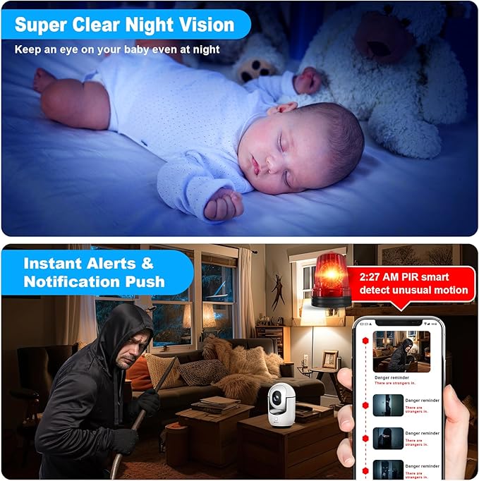 Cloarks 2K Pan/Tilt Security Camera, WiFi Indoor Cameras for Home Security with AI Motion Detection, Pet/Dog/Baby Camera with Phone App, 2-Way Audio, 24/7, Siren, TF/Cloud Storage