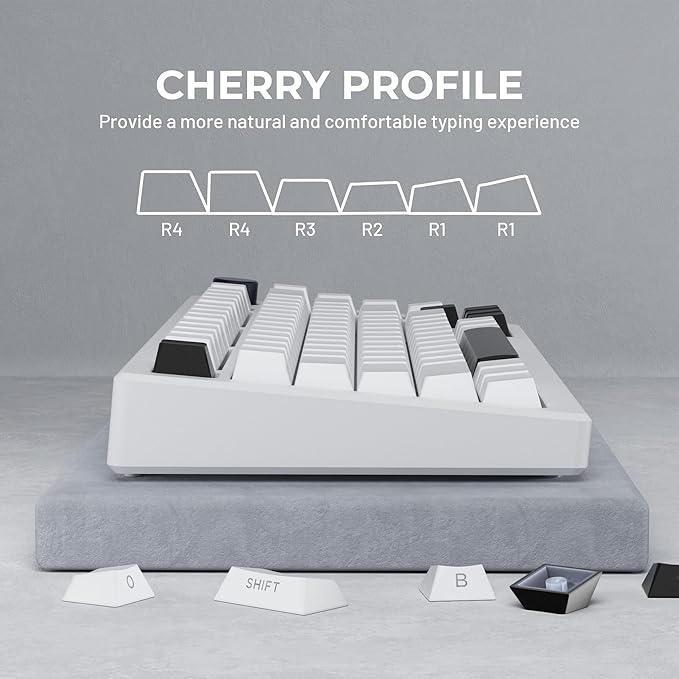 SDYZ White Keycaps - Side Print PBT Keycaps 60 65 75 100 Percent, Double Shot Shine Through Custom Key caps, 132 Keys Set, Cherry Profile, Minimalist Style for Cherry Gateron MX Switche Keyboard