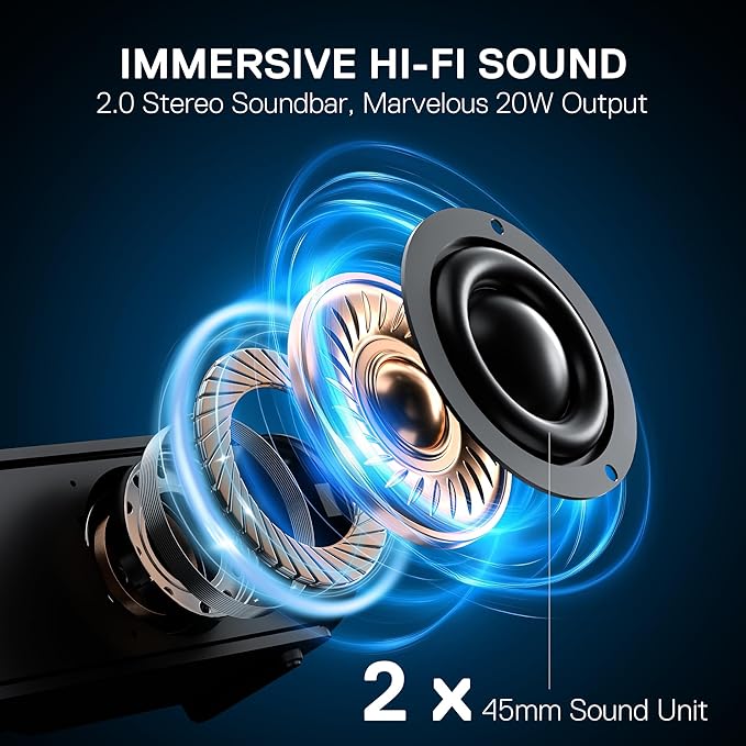 Redragon GS821 Soundbar for TV, Home Theater Audio Sound Bar with HDMI ARC/Optical/BT 5.3, Hi-Fi Stereo System with 3 EQ Modes, Remote Control & Wall Mountable, Compact Speaker for TV & PC