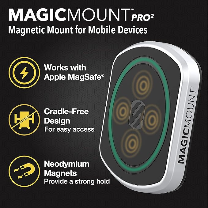 Scosche MP2CUPM-SP MagicMount Pro2 Cup Holder Magnetic Cell Phone Holder Car Mount Kit Compatible with MagSafe, iPhones, Galaxy, Pixel & All Smartphones
