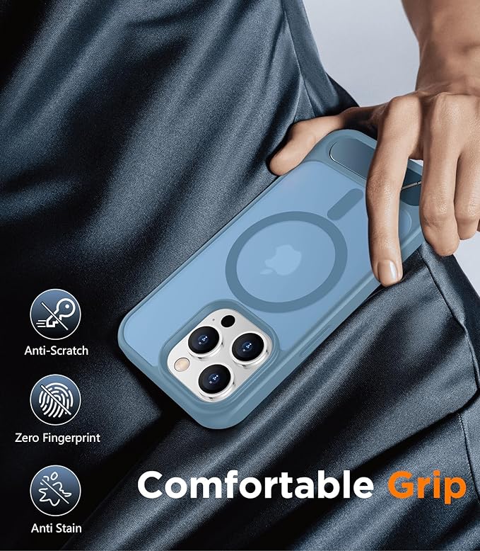 Magnetic Compatible with iPhone 14 Pro Case, [Built-in Invisible Kickstand][Compatible with MagSafe] [Military Grade Shockproof] Slim Translucent Matte Phone Case for iPhone 14 Pro 6.1"