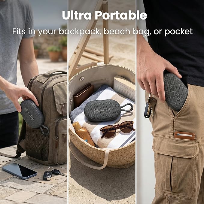 GEARit Mini Bluetooth Speaker with Deep Bass | Portable Wireless Speaker IPX7 Waterproof & Dustproof | 12H Playtime BT5.3 TWS Pairing for Camping Beach Travel Home Gift